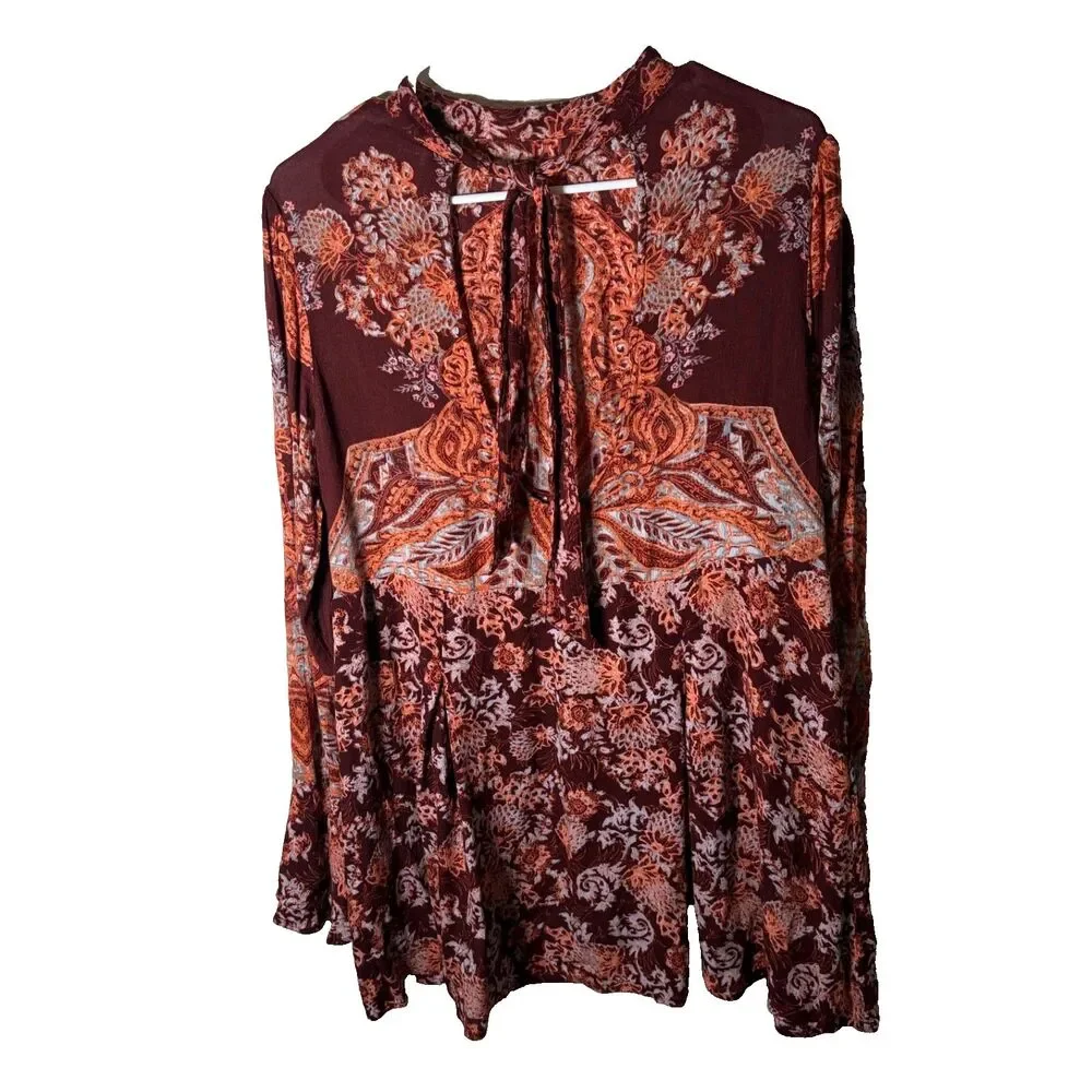 Free People Dress Women's Medium Floral Long Sleeve Mini Casual Boho